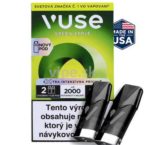 VUSE-2pods-green-apple-20mg-2000-potiahnuti-